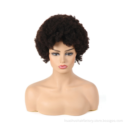 South Africa Afro Kinky Pre Plucked Real Human Hair Lace Closure Wig For Black Women